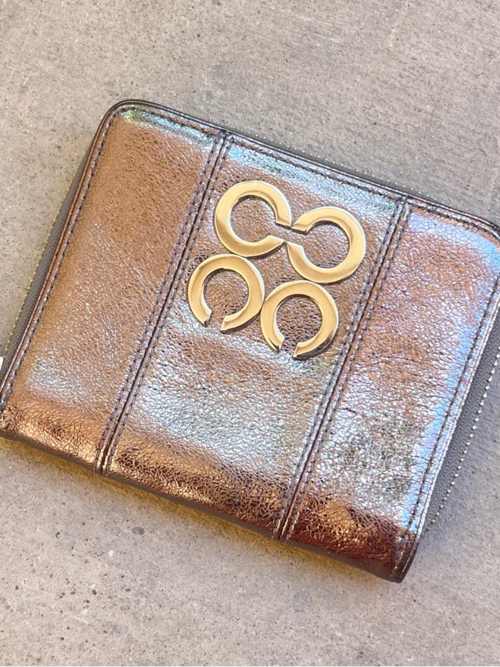 Coach Metallic zip around wallet